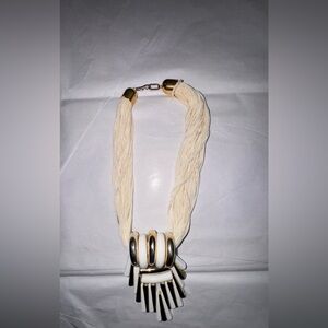 Women's Cream and Gold Statement Necklace